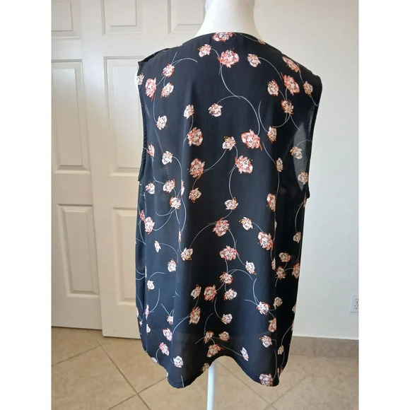 Who What Wear Size M Tank Top Sleeveless Black Floral - Picture 3 of 10